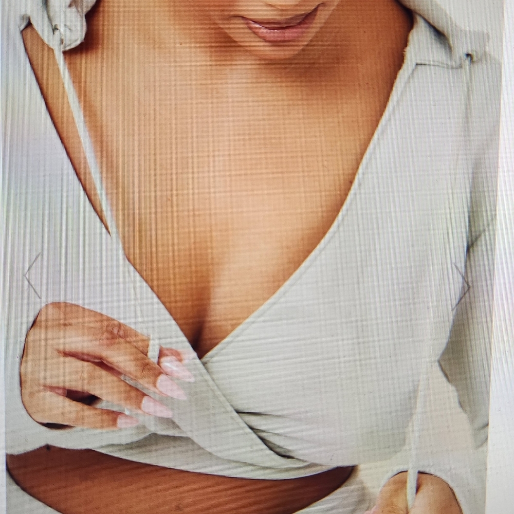 Grey Sweat Crop Top w/ Hood
